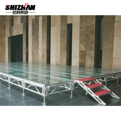 Large Corporate Event Stage Retractable Acrylic Tempered Glass Lights Round Stage