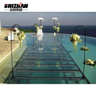 Large Corporate Event Stage Retractable Acrylic Tempered Glass Lights Round Stage