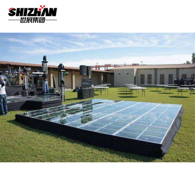 Large Corporate Event Stage Retractable Acrylic Tempered Glass Lights Round Stage